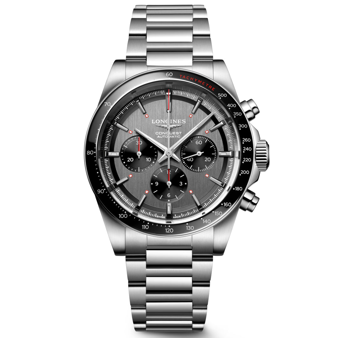 Longines orologio Conquest Chrono Ski Edition 42mm grigio automatico acciaio L3.836.4.52.9