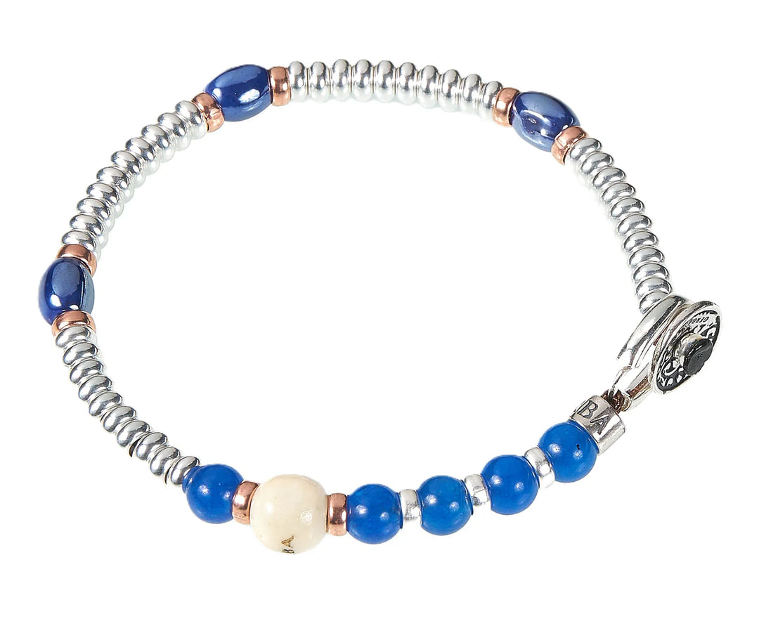 Bracelet Gerba Mon Amour argent 925 céramique agate bleue MA16