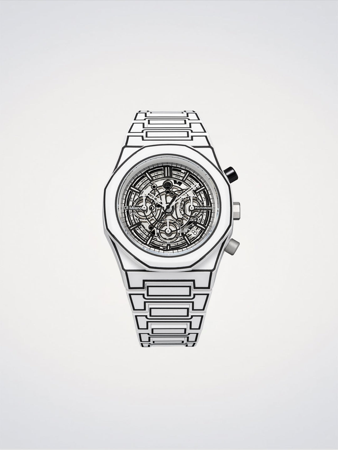 D1 Milano White Sketch Polychrono 40.5 mm D1-PHBJ13