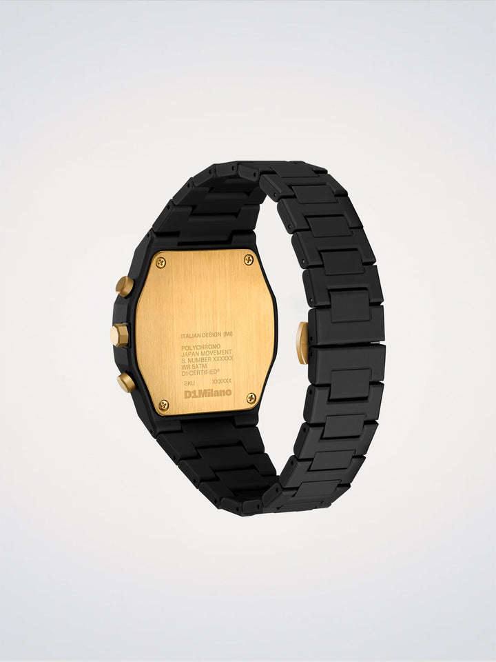 Montre Polychrono solaire dorée D1 Milano 40,5 mm D1-PHBJ16