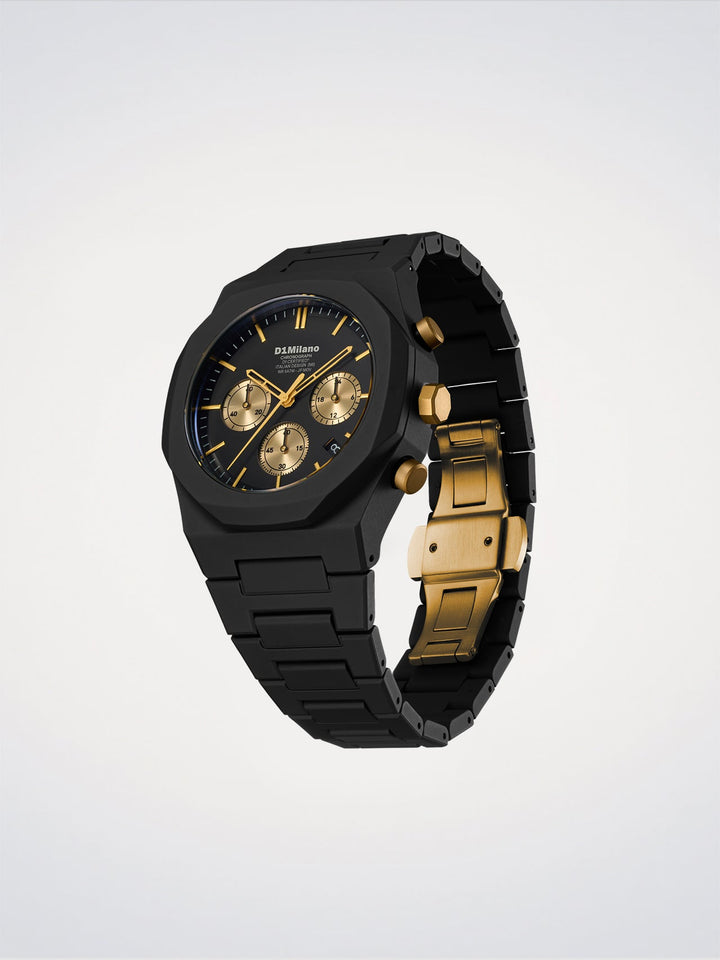 Montre Polychrono solaire dorée D1 Milano 40,5 mm D1-PHBJ16