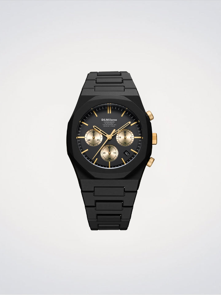 Montre Polychrono solaire dorée D1 Milano 40,5 mm D1-PHBJ16