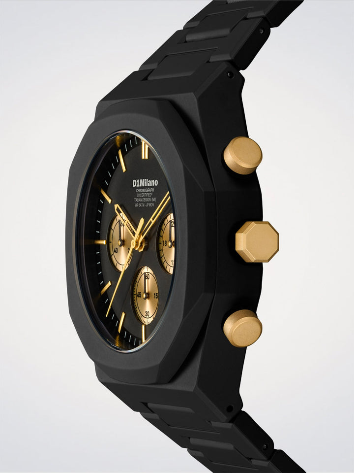 Montre Polychrono solaire dorée D1 Milano 40,5 mm D1-PHBJ16