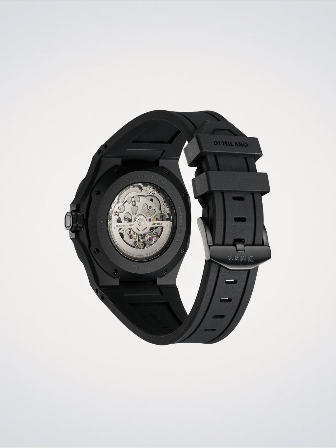 D1 Milano Jet Black Skeleton Rubber 41.5 mm D1-SKRJ17