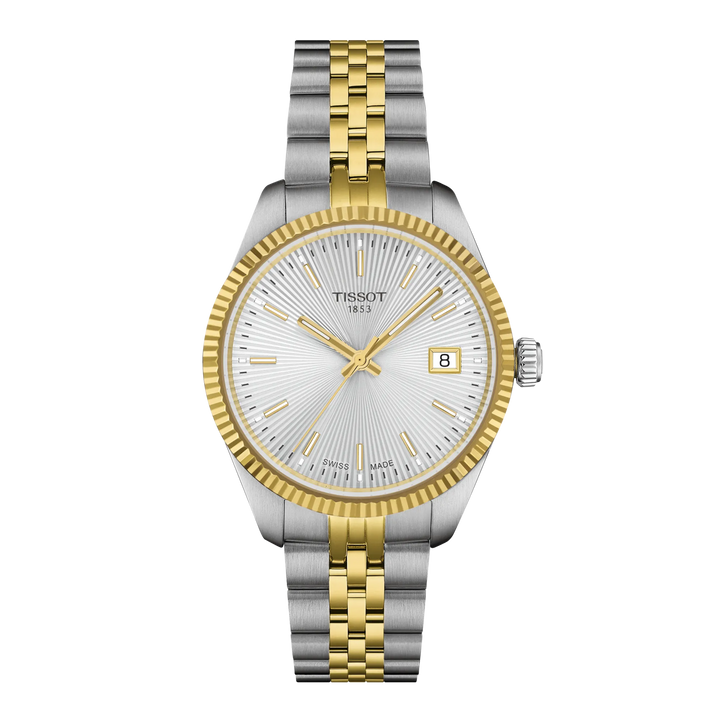 Tissot orologio Ballade 34mm argento quarzo acciaio finiture PVD oro giallo T156.210.22.031.00