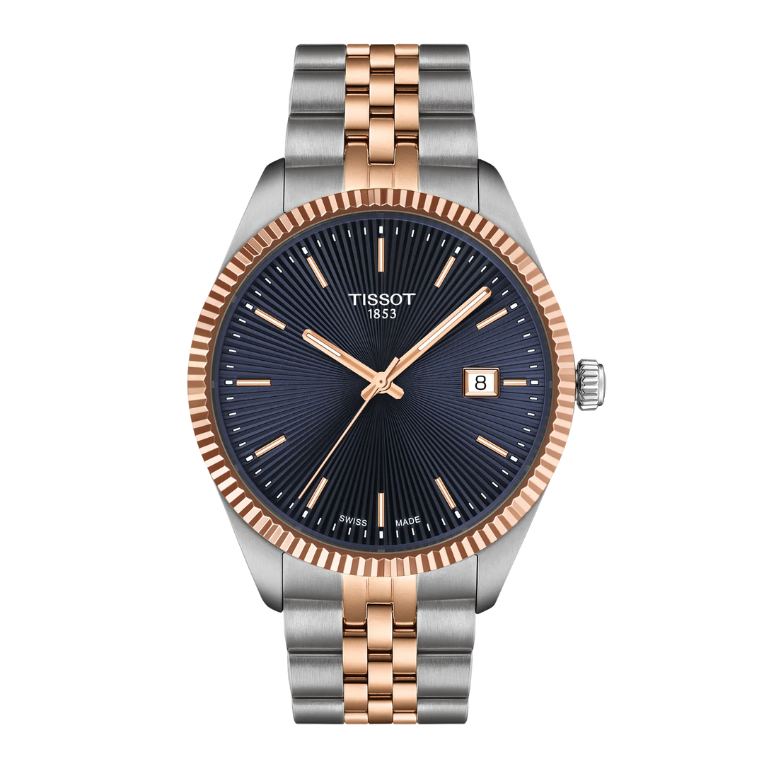 Tissot Ballade Watch 40mm Blue Quartz Steel PVD Finitions Rose Gold T156.410.22.041.00