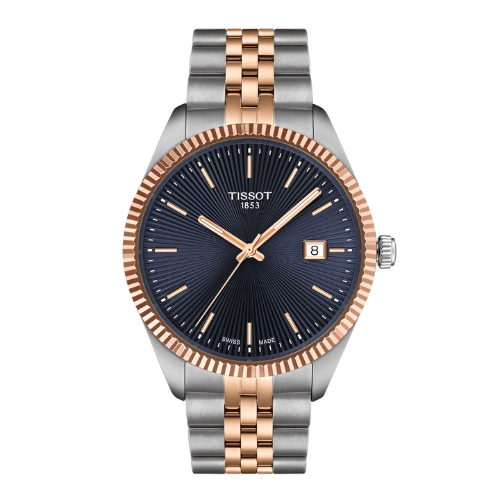 Tissot Ballade Watch 40mm Blue Quartz Steel PVD Finitions Rose Gold T156.410.22.041.00