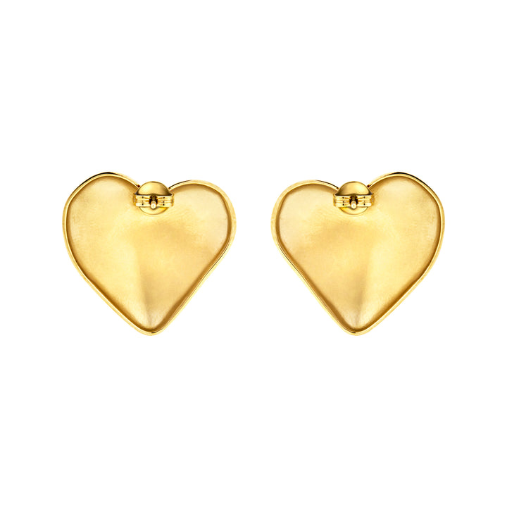 Breil Big Heart Lobe Earrings Steel Finish IP Gold TJ3692