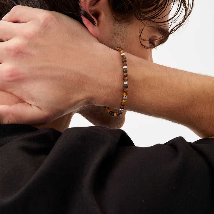 Bracelet oeil de tigre en acier Breil Wild TJ3823