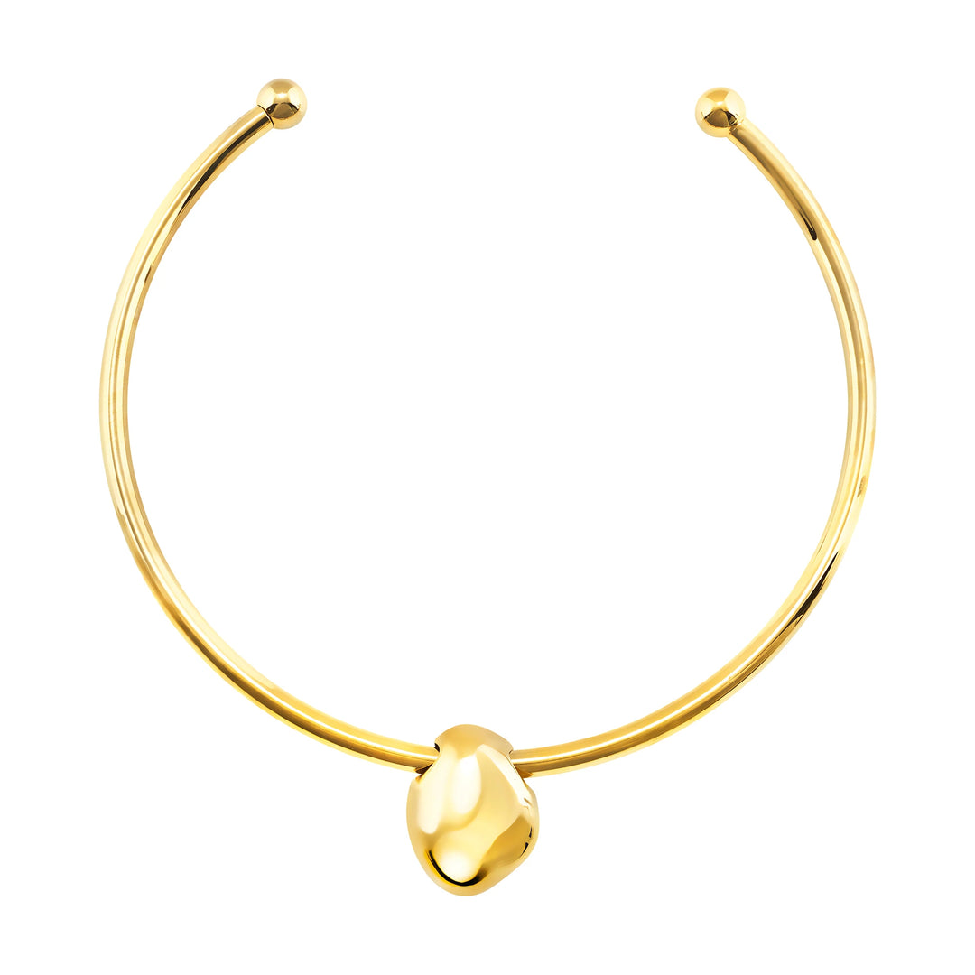 Breil girocollo rigido Petra acciaio finitura PVD oro 14K avventurina verde TJ4242
