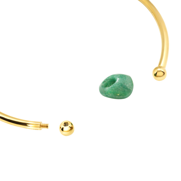 Breil girocollo rigido Petra acciaio finitura PVD oro 14K avventurina verde TJ4242