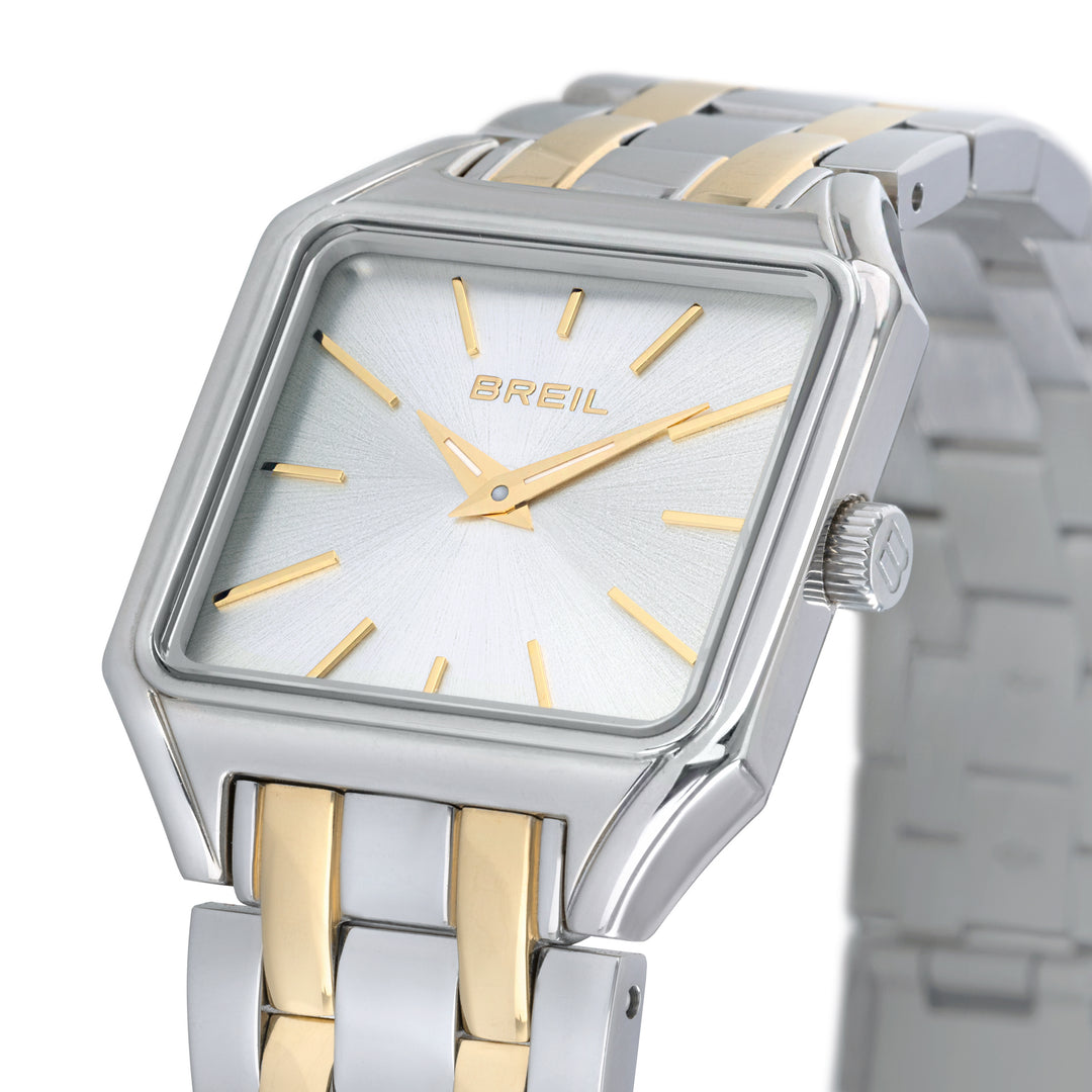 Breil orologio The B 27x26mm argento quarzo acciaio finiture PVD oro giallo TW2071