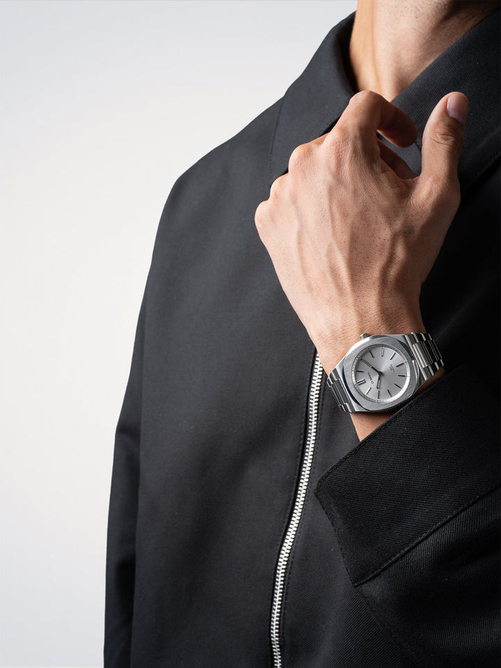 D1 Milano Groovy Silver Ultradünn 39 mm D1-UHBJ02