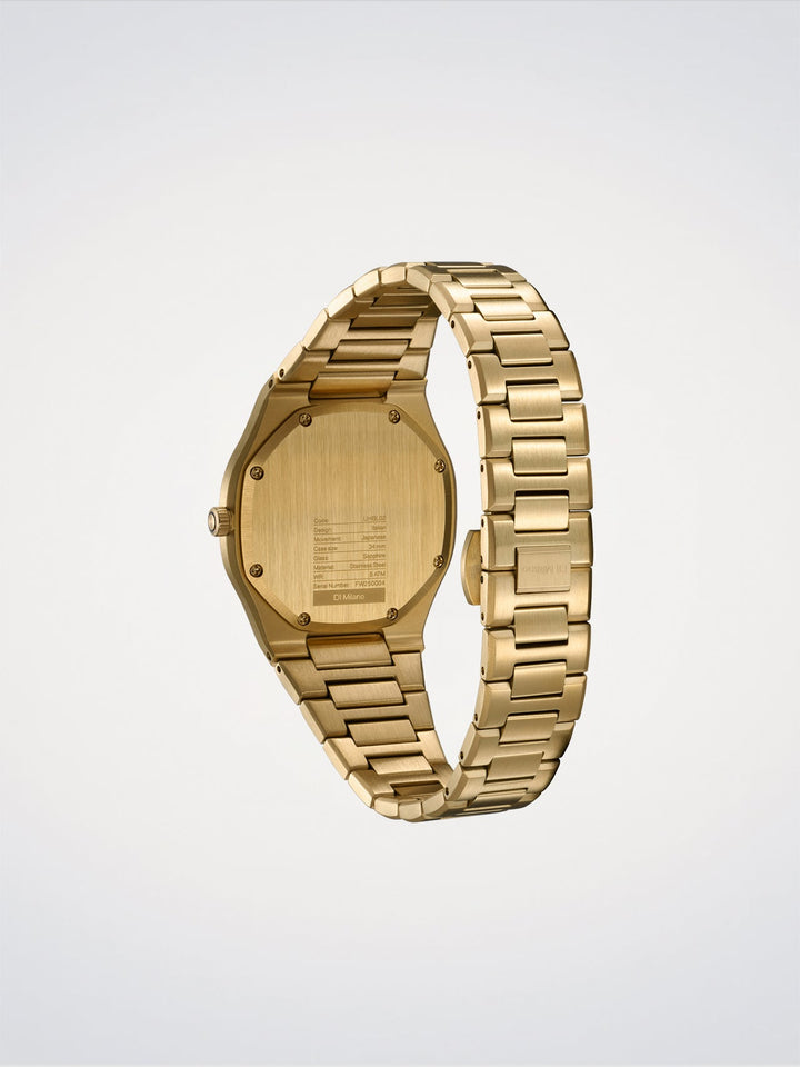 D1 Milano Gold Mellow Ultradünne Uhr 34 mm D1-UHBL02