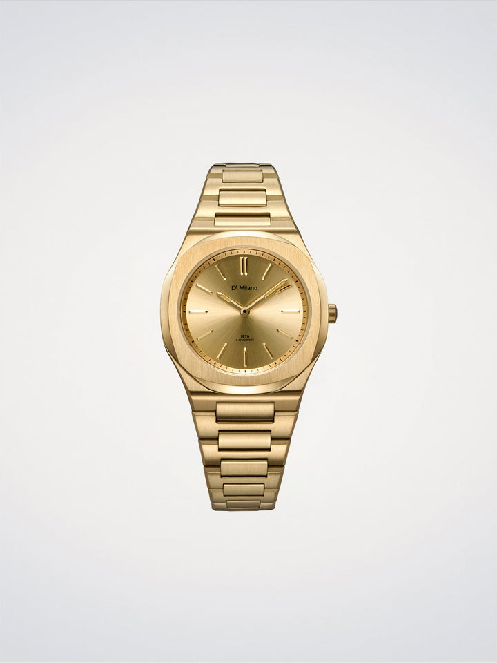 D1 Milano Gold Mellow Ultradünne Uhr 34 mm D1-UHBL02