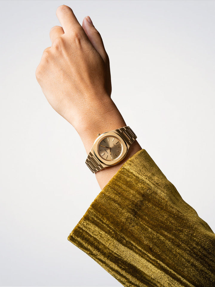 D1 Milano Gold Mellow Ultradünne Uhr 34 mm D1-UHBL02