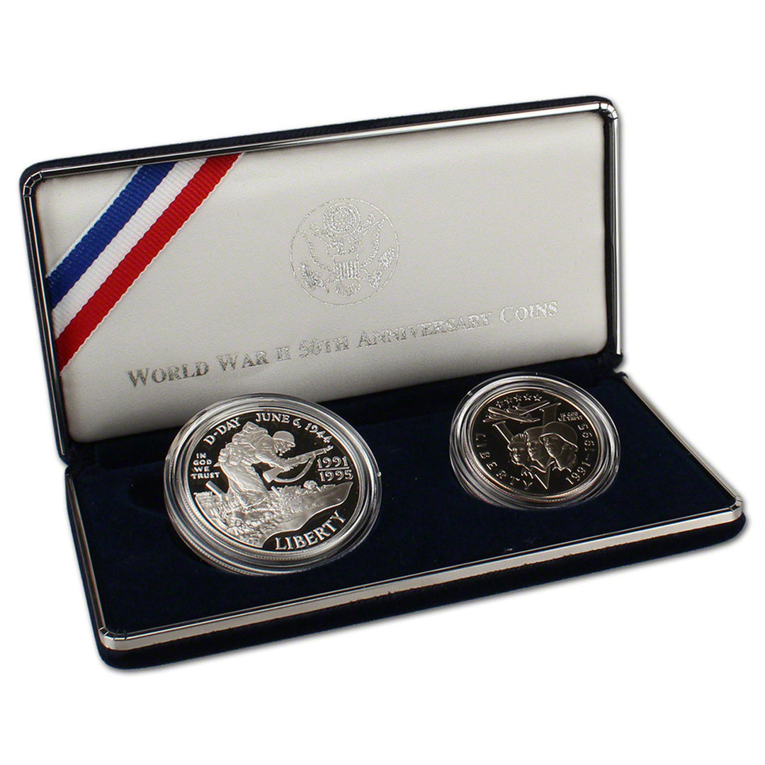 Set monete argento Stati Uniti 50° anniversario seconda guerra mondiale