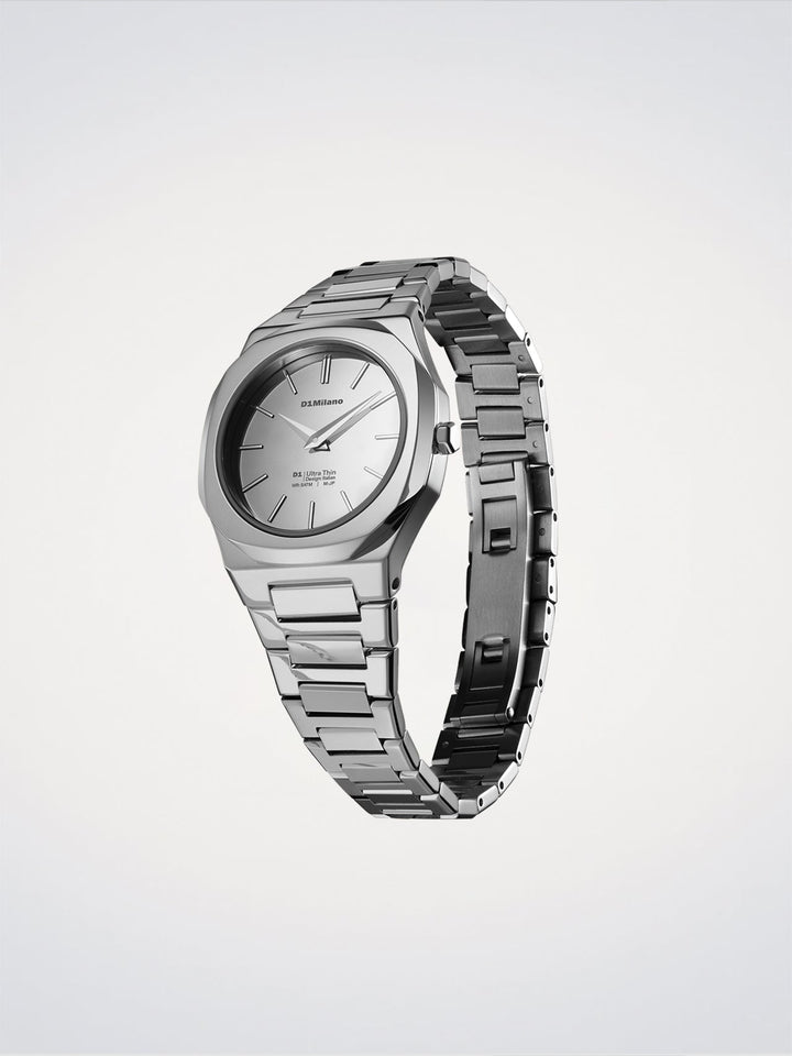 D1 Milano Silver Gleam Ultradünne Uhr 30 mm D1-UTBL39