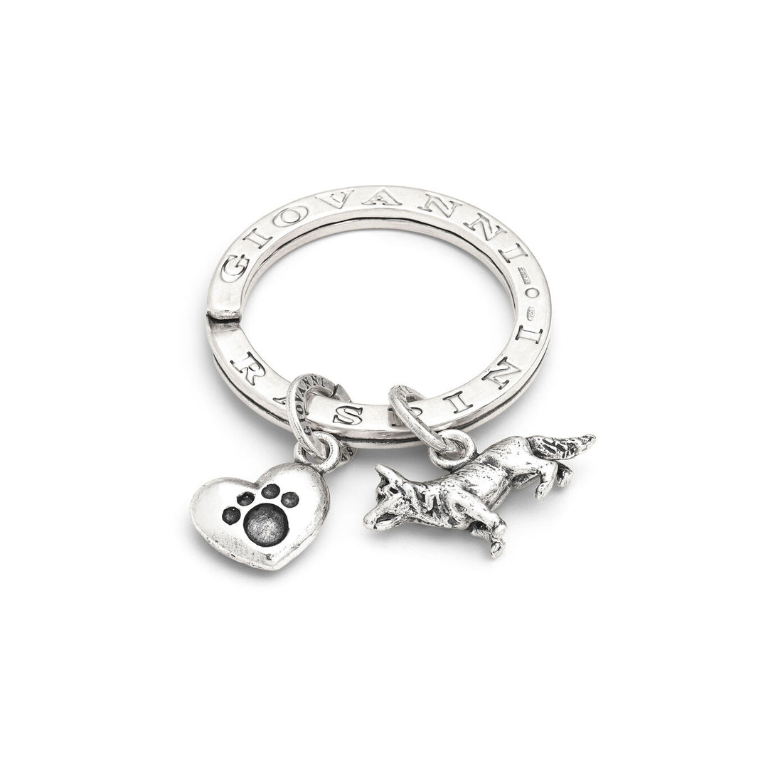 Giovanni Raspini Schlüsselanhänger Deutscher Schäferhund und Liebe Schlüsselanhänger aus 925er Silber X01409