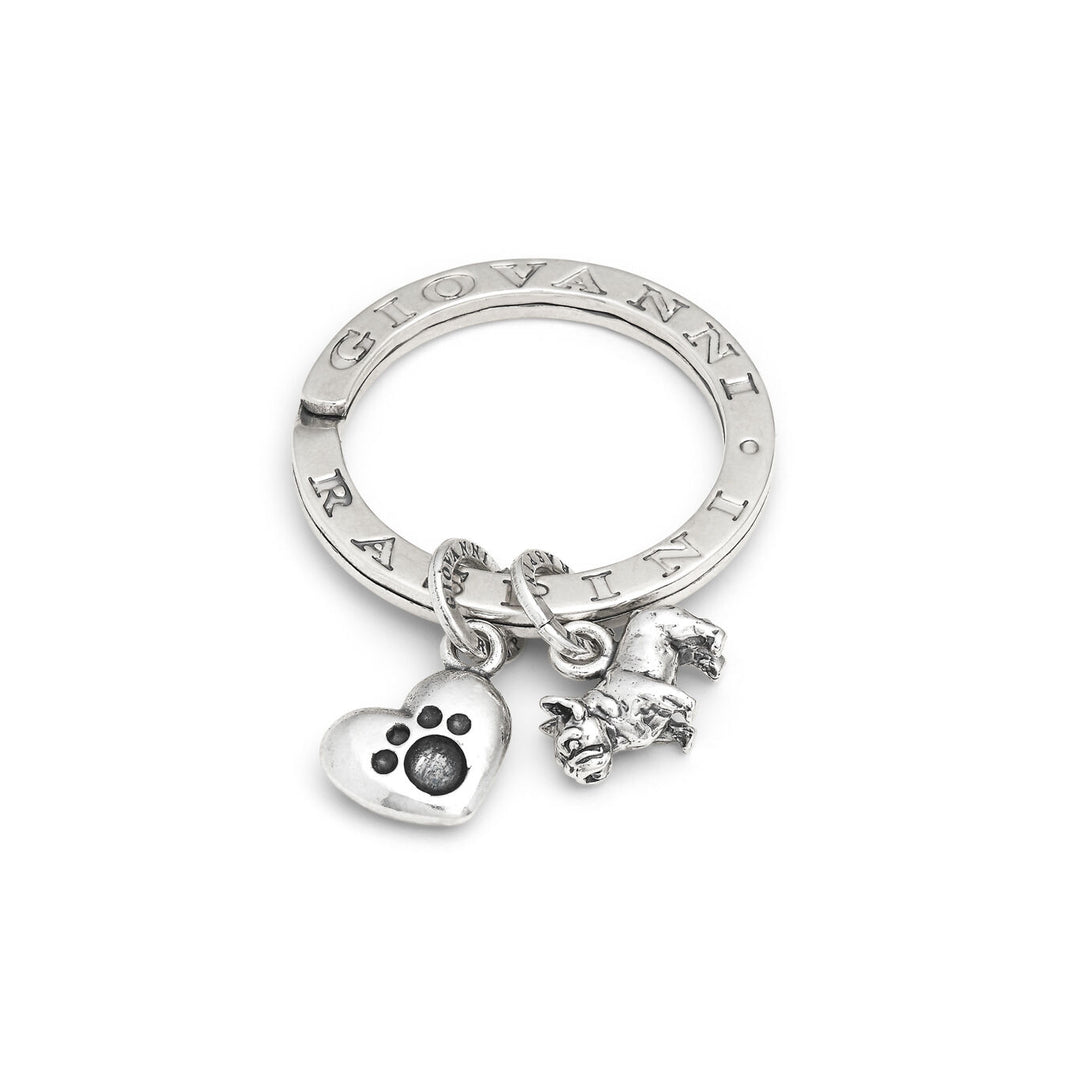 Porte-clés Giovanni Raspini Bouledogue français et amour Porte-clés en argent 925 X01411