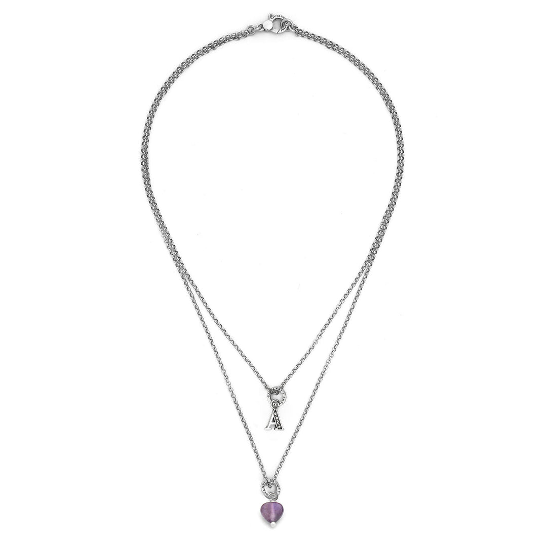 Giovanni Raspini collana dono prezioso lettera a Collana in Argento 925, ametista e zirconi X01494