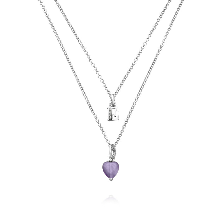 Collier Giovanni Raspini lettre cadeau précieuse et collier en argent 925, améthyste et zircons X01490