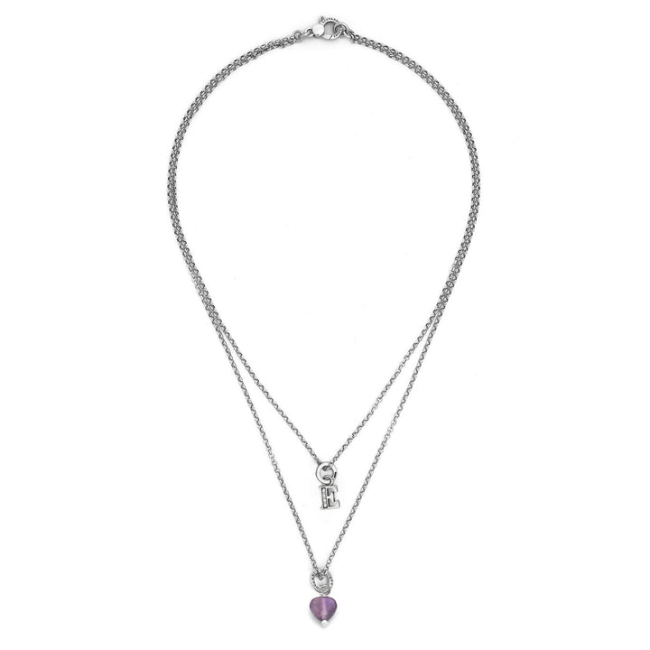 Collier Giovanni Raspini lettre cadeau précieuse et collier en argent 925, améthyste et zircons X01490