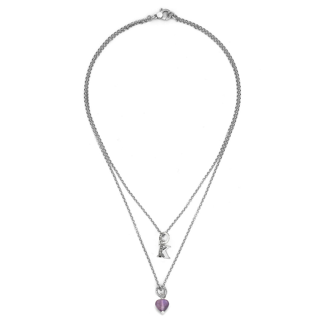 Giovanni Raspini necklace precious gift letter k Necklace in 925 silver, amethyst and zircons X01484