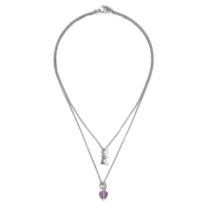 Giovanni Raspini necklace precious gift letter k Necklace in 925 silver, amethyst and zircons X01484