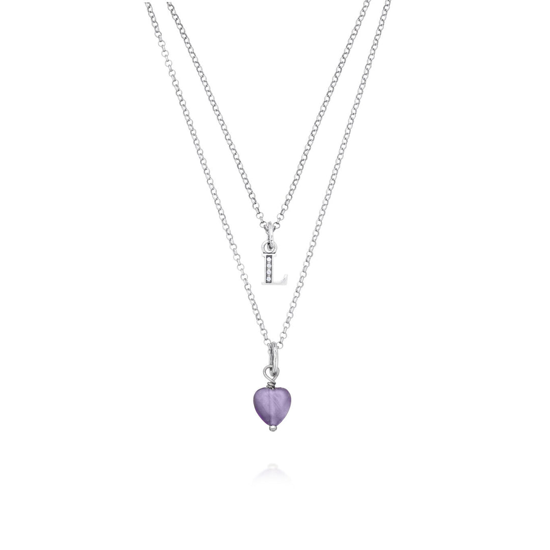 Giovanni Raspini necklace precious gift letter l Necklace in 925 silver, amethyst and zircons X01483