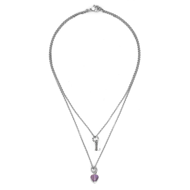 Giovanni Raspini necklace precious gift letter l Necklace in 925 silver, amethyst and zircons X01483