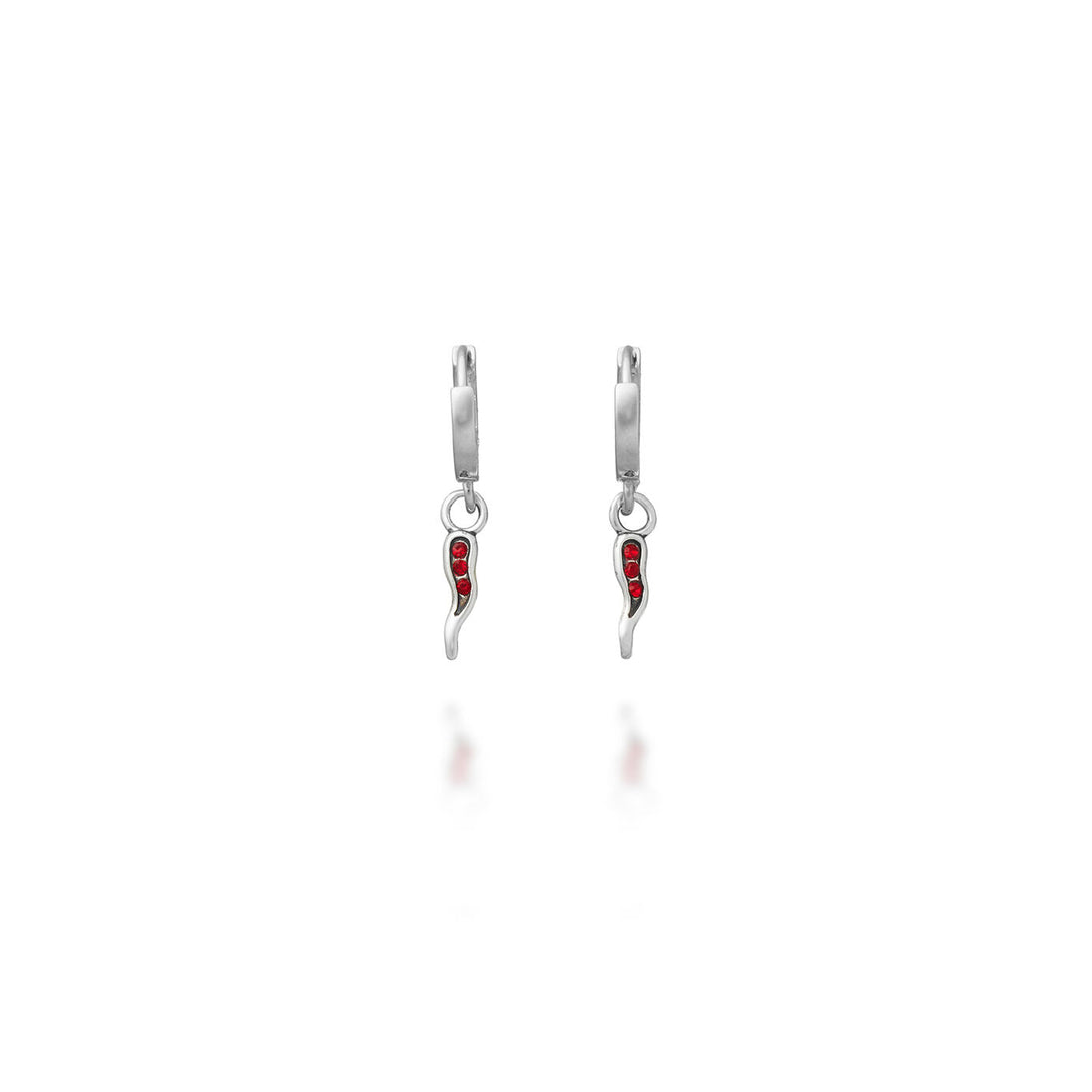 Giovanni Raspini Huggie Earrings Cornino Crystal Red 1649