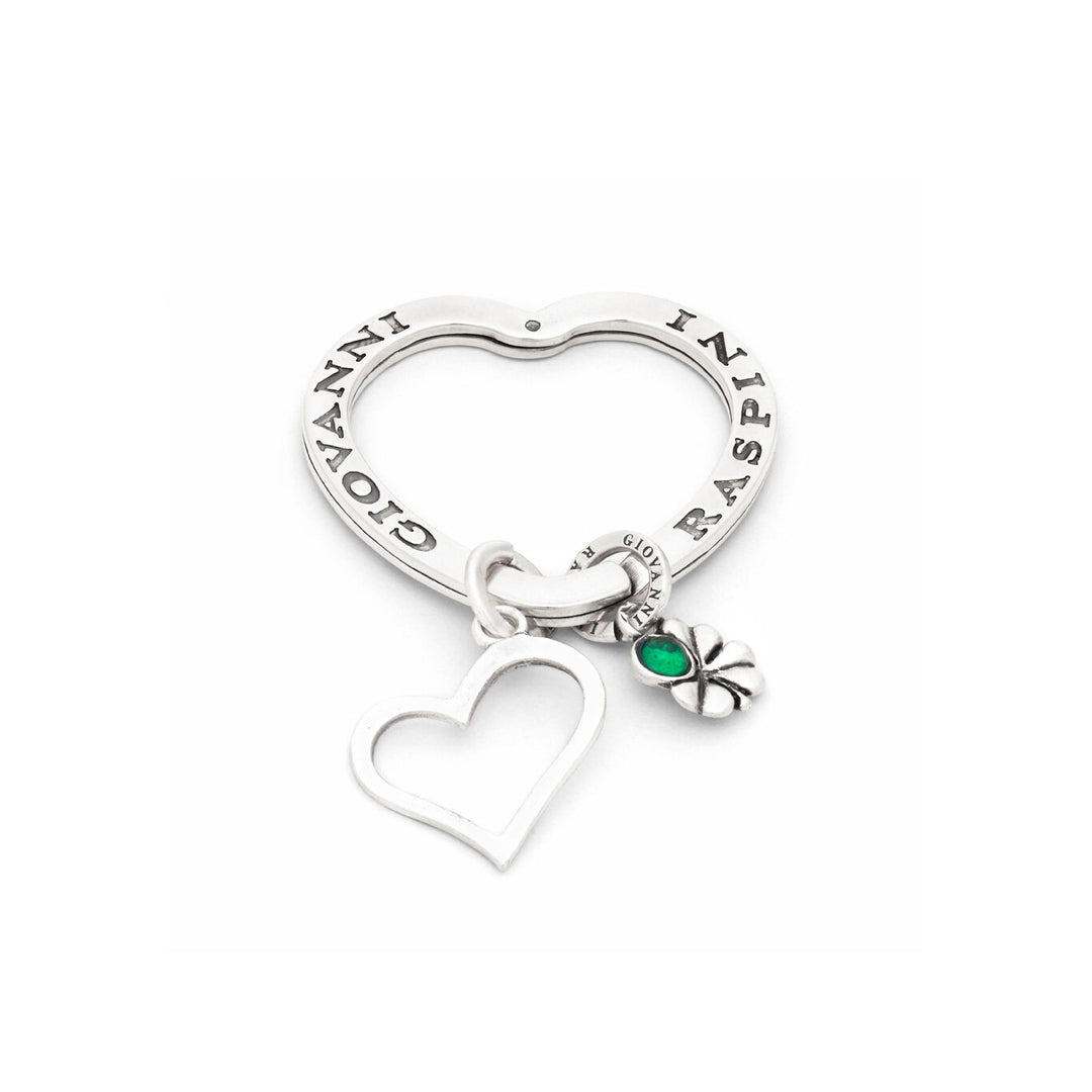 Giovanni Raspini Heart and four-leaf clover key ring 1753