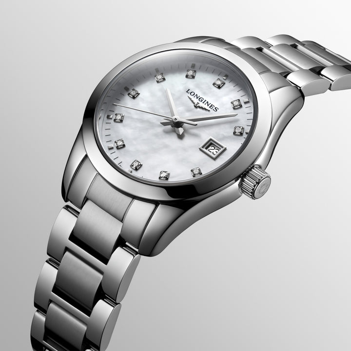 Longines orologio Conquest Classic 29mm madreperla diamanti quarzo acciaio L2.286.4.87.6