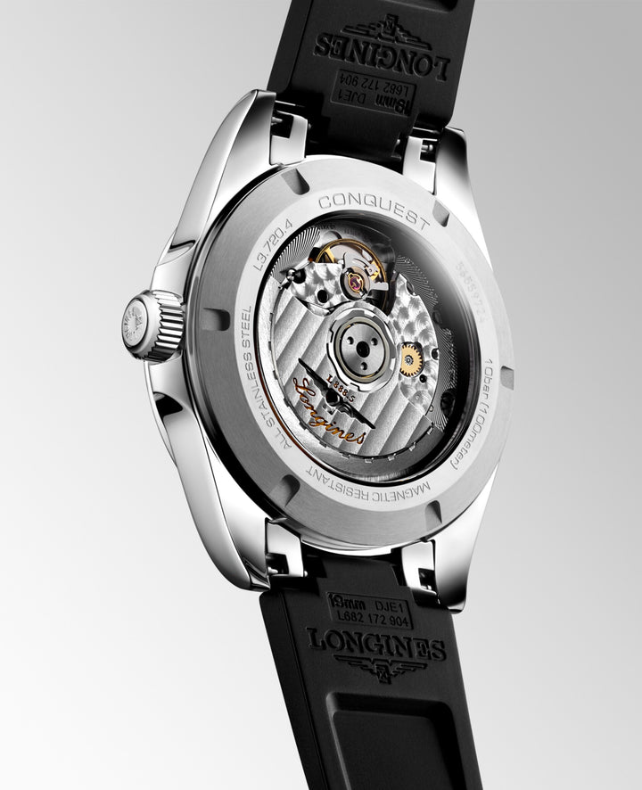 Longines Conquest 38 mm schwarze Automatikuhr aus Stahl L3.720.4.52.9