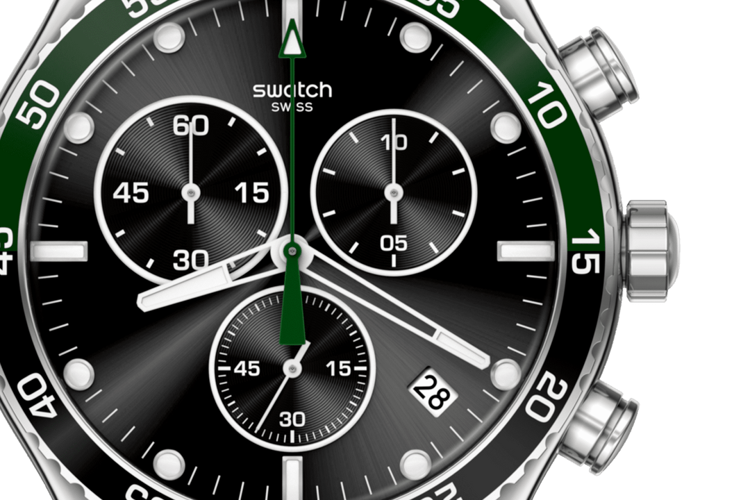 Swatch dunkelgrüne Ironie Originale Ironie Chrono 43 mm YVS506G