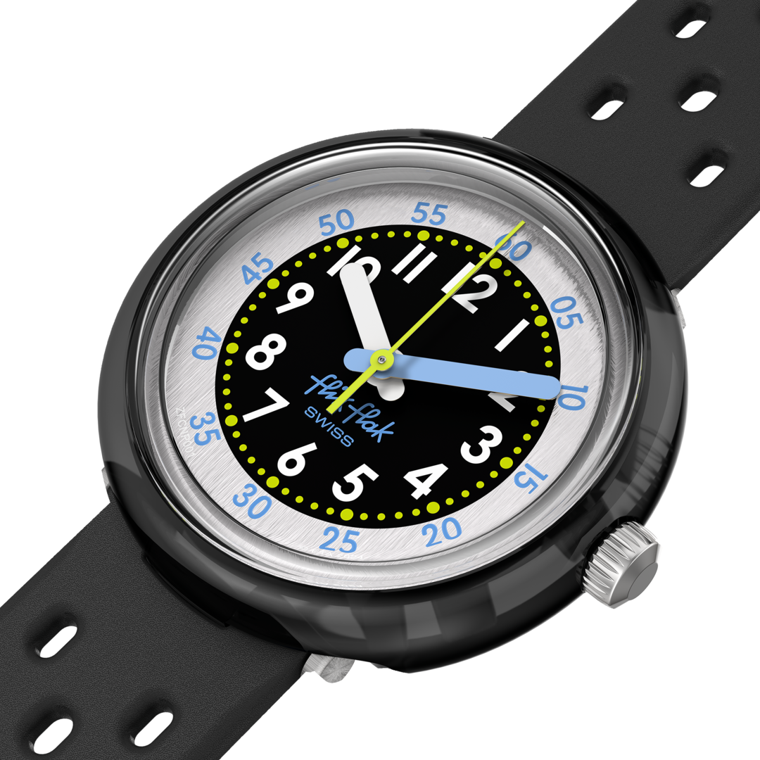 Flik Flak Fizz Watch in Black Bubby Hours 32 mm fcnp001