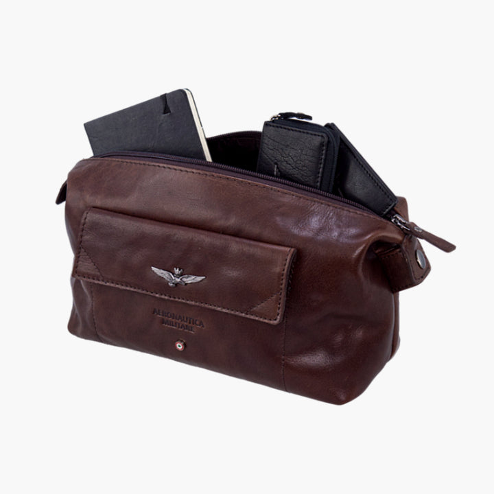 Aeronautica Militare Necessaire Pochette Uomo Vintage in Pelle AM300-NE