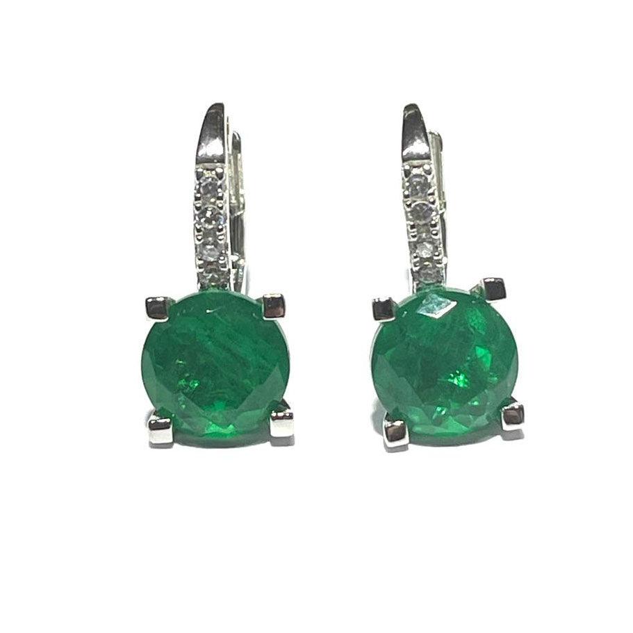 AP Coral orecchini Hollywood Diva Style argento 925 finitura rodio quarzo emerald cubic zirconia OR970S - Capodagli 1937