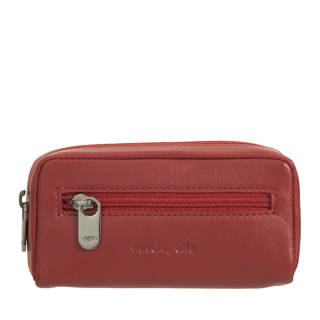 Porte-clés Nuvola Pelle pour homme et femme en cuir véritable – Porte-monnaie avec fermeture éclair et 2 porte-clés