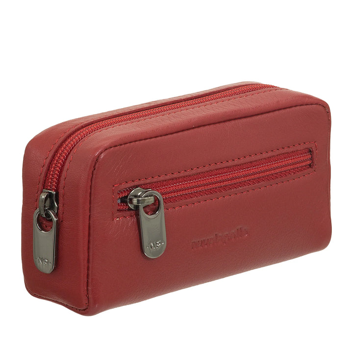 Porte-clés Nuvola Pelle pour homme et femme en cuir véritable – Porte-monnaie avec fermeture éclair et 2 porte-clés
