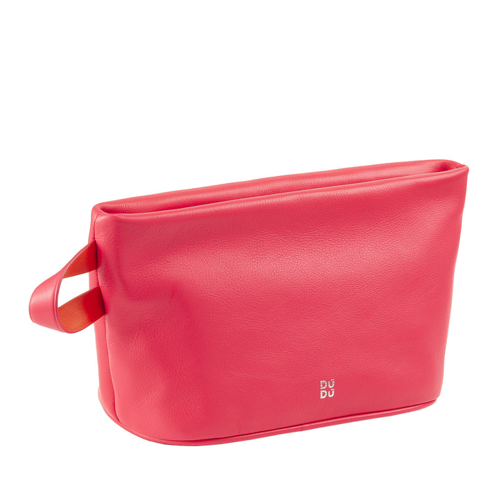 DUDU Beauty Case Donna Uomo in Pelle con Cerniera Zip, Borsa da Toilette Grande Colori Vivaci, Ideale per Viaggi, Palestra, Terme, Interno Idrorepellente