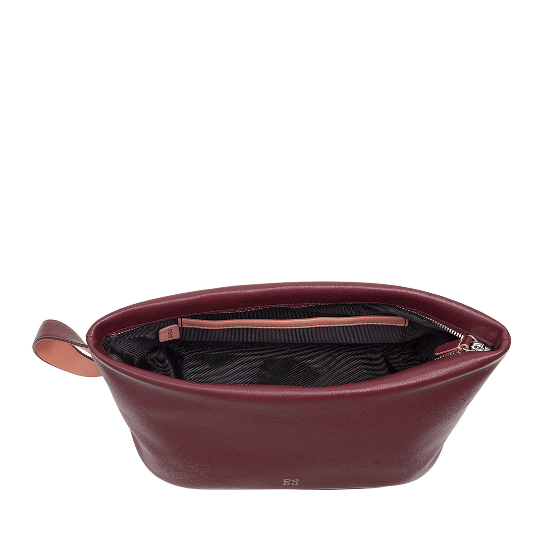 DUDU Beauty Case Donna Uomo in Pelle con Cerniera Zip, Borsa da Toilette Grande Colori Vivaci, Ideale per Viaggi, Palestra, Terme, Interno Idrorepellente