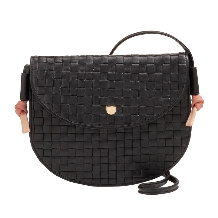 DUDU Borsa a Tracolla Piccola Intrecciata in Vera Pelle con Patta – Borsa Donna a Spalla Elegante Artigianale, Borsetta Crossbody Versatile per Uso Quotidiano ed Eventi