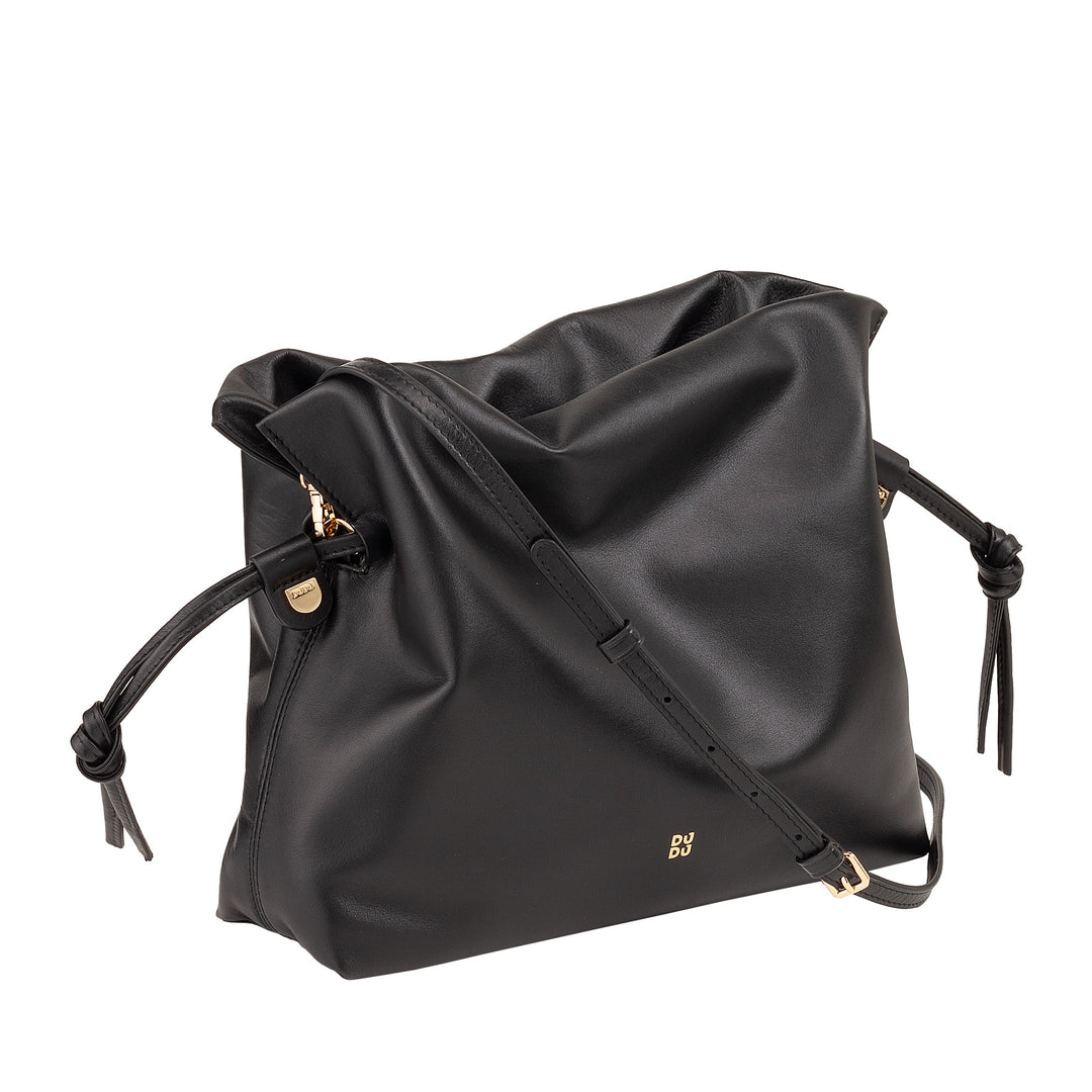 Sac en cuir Dudu pour femmes avec fermeture Coulisse - Sac à bandoulière élégant, compact et pratique pour toute occasion avec ceinture réglable