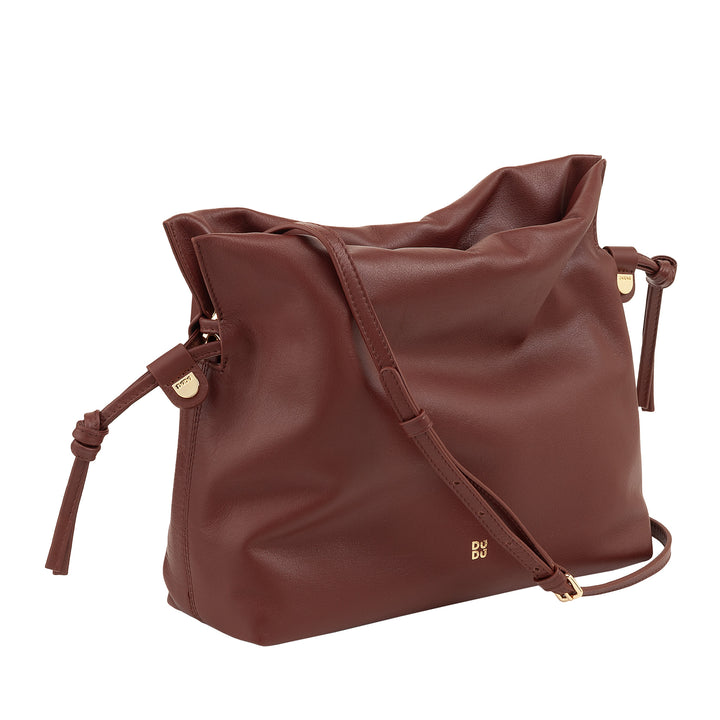 Sac en cuir Dudu pour femmes avec fermeture Coulisse - Sac à bandoulière élégant, compact et pratique pour toute occasion avec ceinture réglable