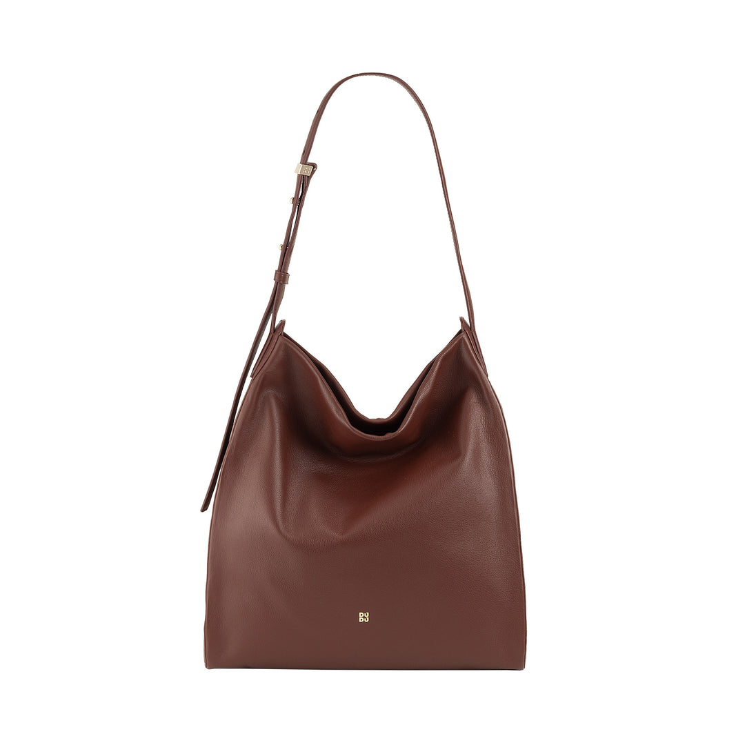 DUDU Borsa Donna a Spalla Trapezoidale in Vera Pelle, Borsa a Trapezio con Tracolla Regolabile – Elegante, Spaziosa per Tempo Libero, Lavoro, Sera