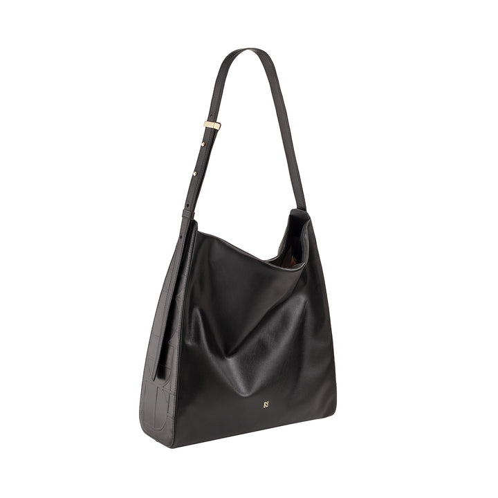 DUDU Borsa Donna a Spalla Trapezoidale in Vera Pelle, Borsa a Trapezio con Tracolla Regolabile – Elegante, Spaziosa per Tempo Libero, Lavoro, Sera