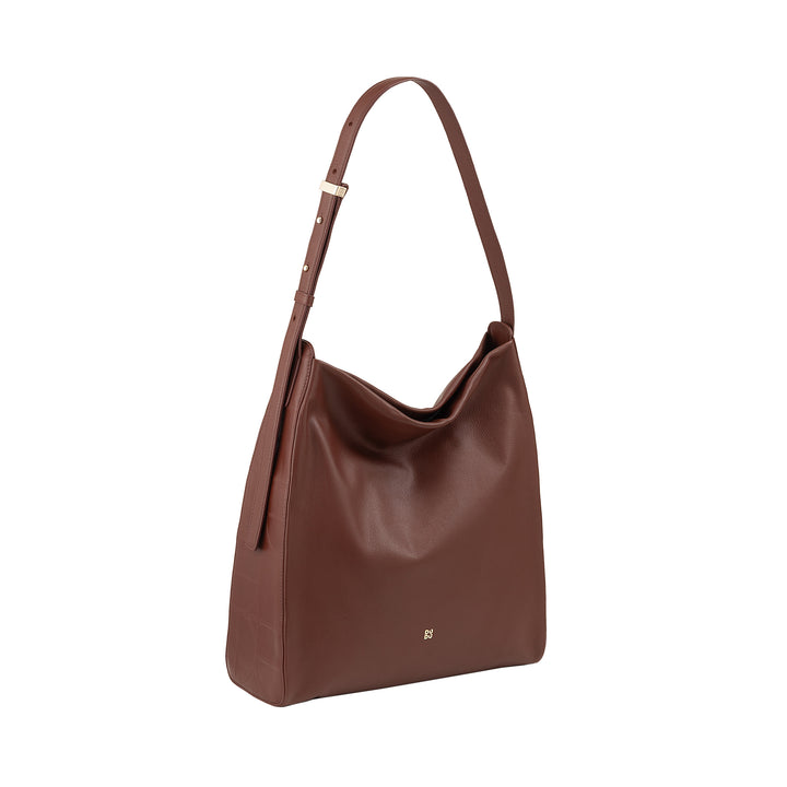 DUDU Borsa Donna a Spalla Trapezoidale in Vera Pelle, Borsa a Trapezio con Tracolla Regolabile – Elegante, Spaziosa per Tempo Libero, Lavoro, Sera