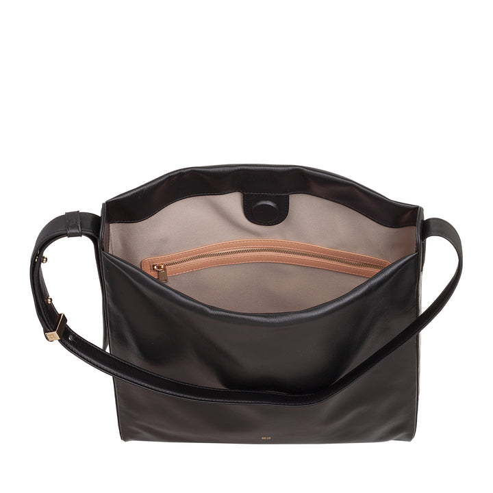 DUDU Borsa Donna a Spalla Trapezoidale in Vera Pelle, Borsa a Trapezio con Tracolla Regolabile – Elegante, Spaziosa per Tempo Libero, Lavoro, Sera